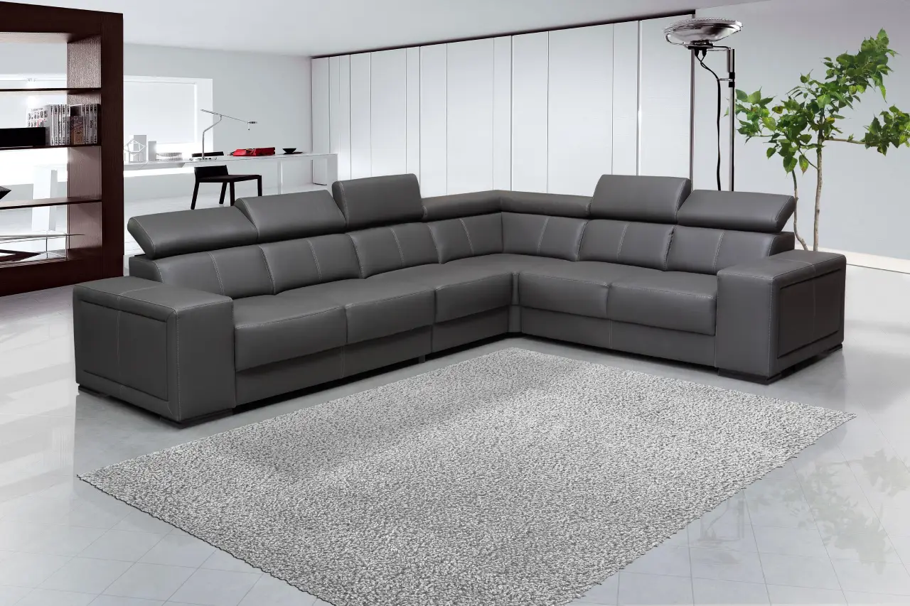 5-Seater Leather Corner Sofa - Image 3